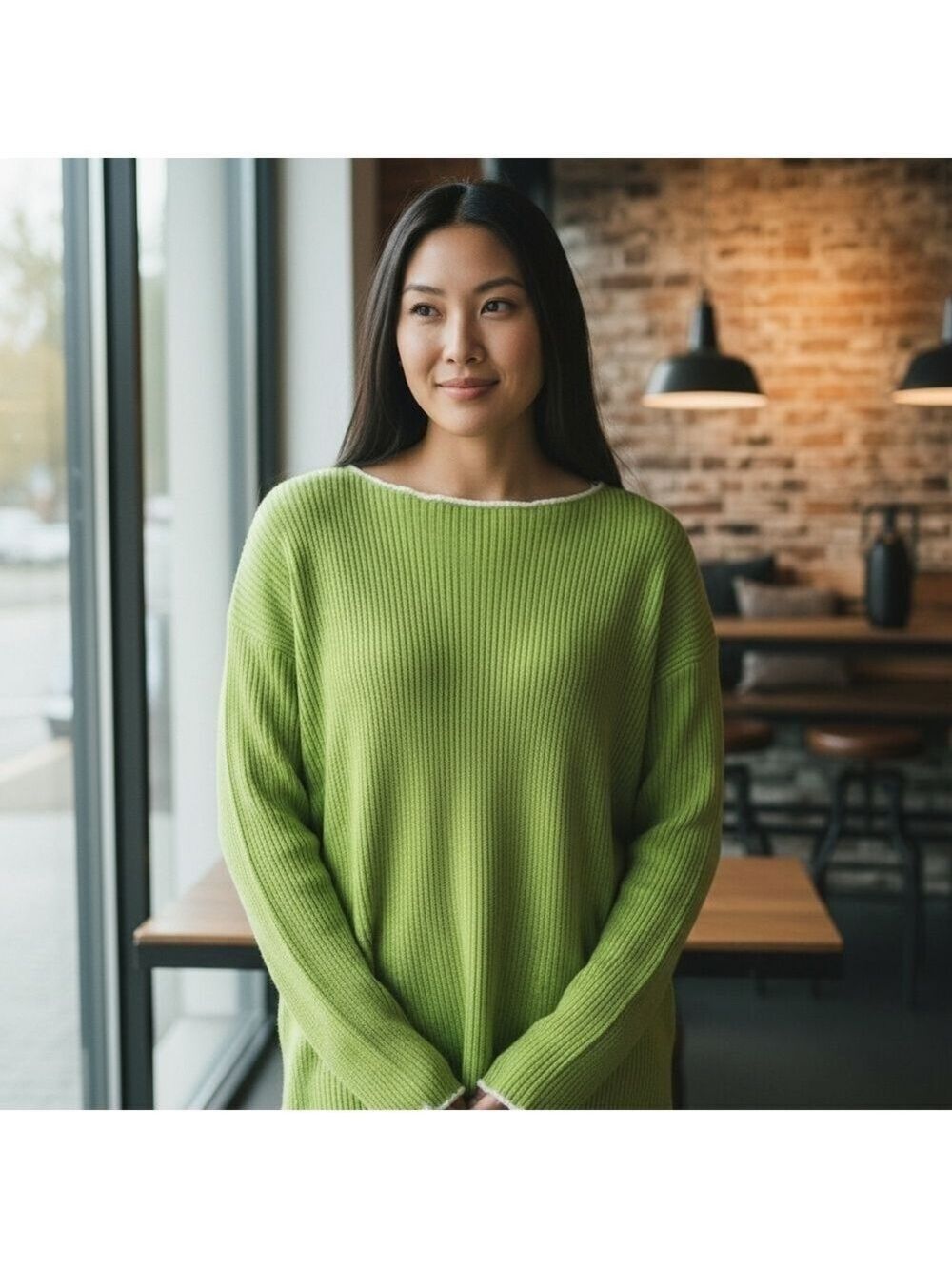Large Stretchy St. Patricks Kelly Green Soft Sweater Stretchy Scoop Neck